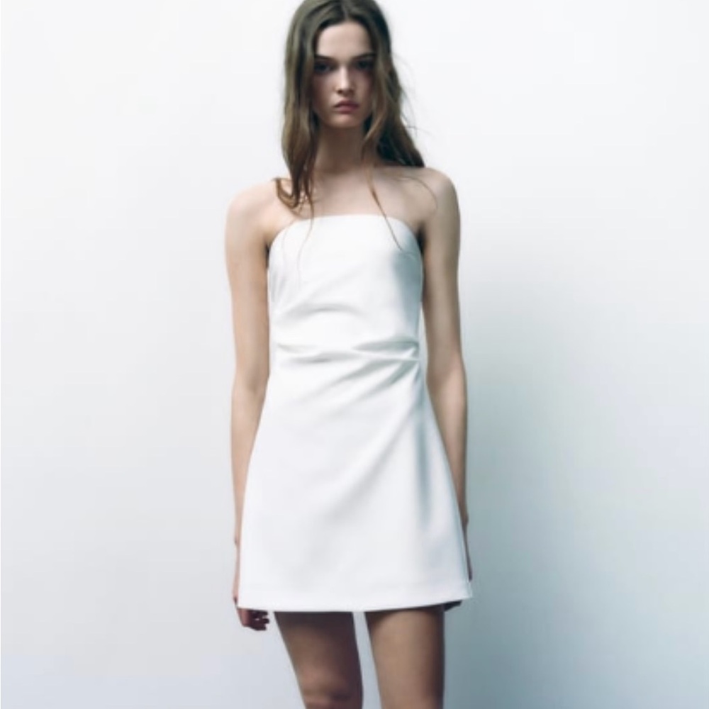 White Zara Strapless Mini